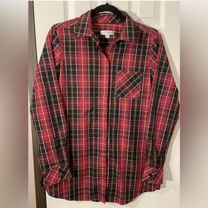Orvis Women Red Plaid Button Blouse Shirt Long Sleeve Size 8